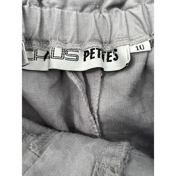 Vintage Chaus Linen High Waist Pleated Neutral Trouser Pants Gray 90s Size 10P - Picture 7 of 8